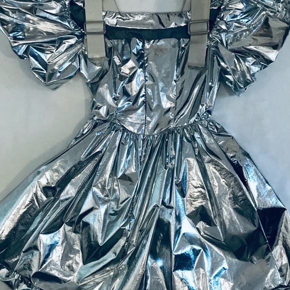 NEWvSimone Rocha Shimmering Silver Mini Dress - Picture 3 of 4